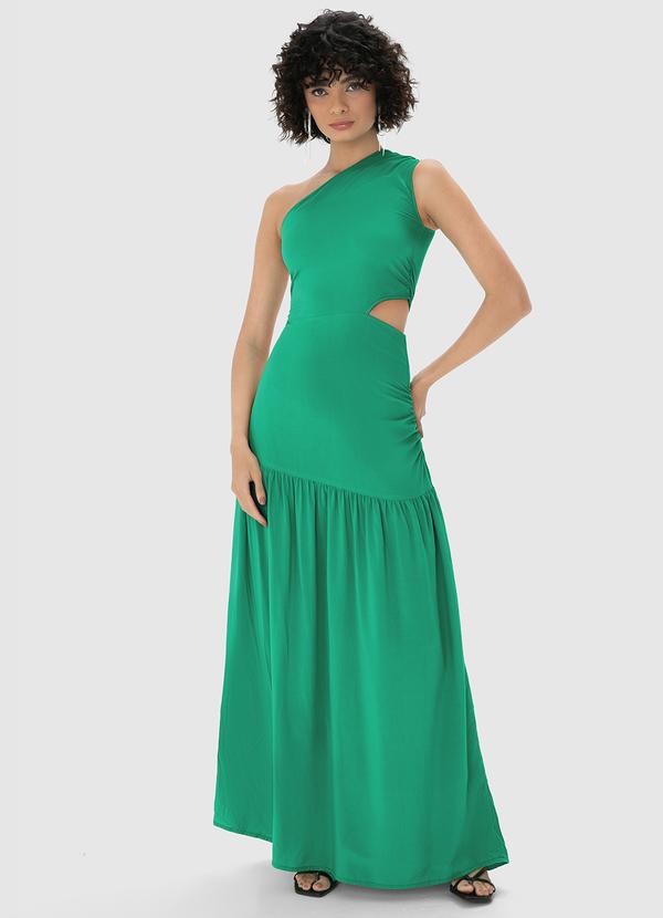Vestido Verde Longo Assimétrico