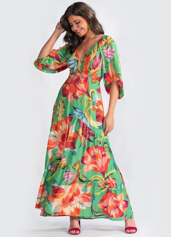 Vista 2 Vestido Viscose Tropicarte Verde FARM FARM