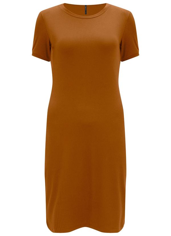 Vestido Básico de Mangas Curtas Laranja