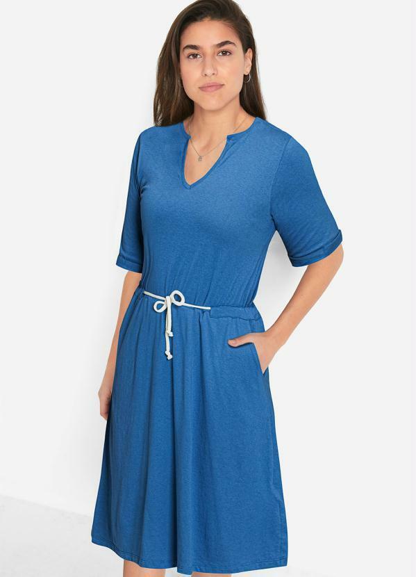 Vestido com Amarração Azul