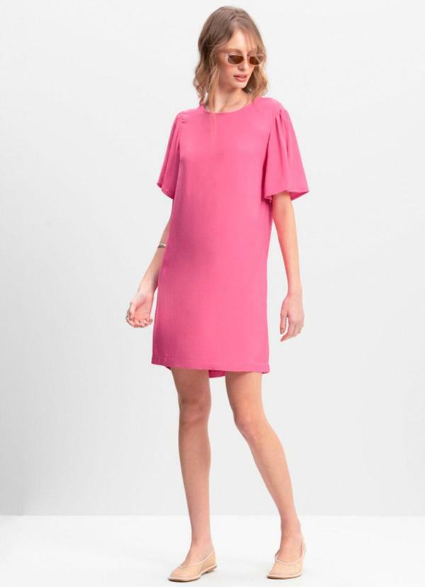 Vestido Feminino em Viscose Sarjado Rosa
