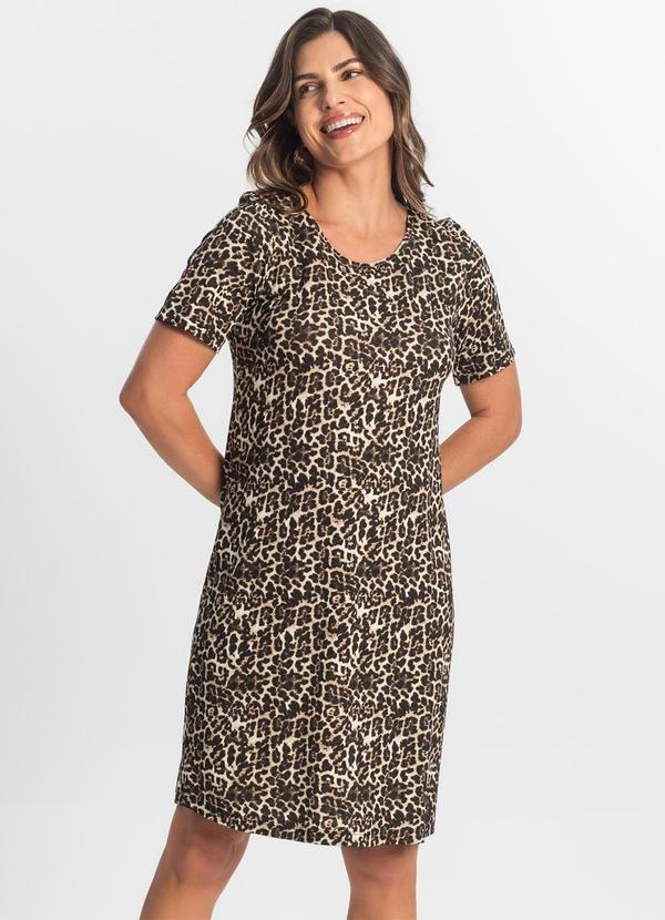 Vista 2 Vestido Feminino Estampado Bege Select Select