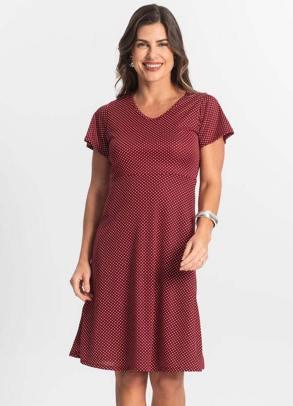Vista 2 Vestido Feminino Evasê Estampado Vermelho Select Select