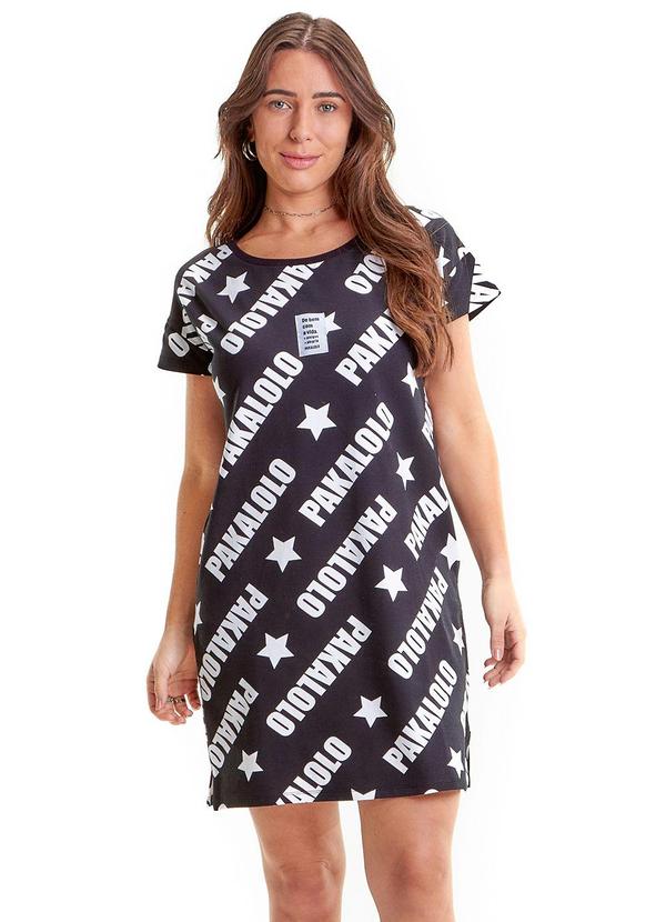 Vista 2 Vestido Manga Curta Feminino Preto Pakalolo Pakalolo