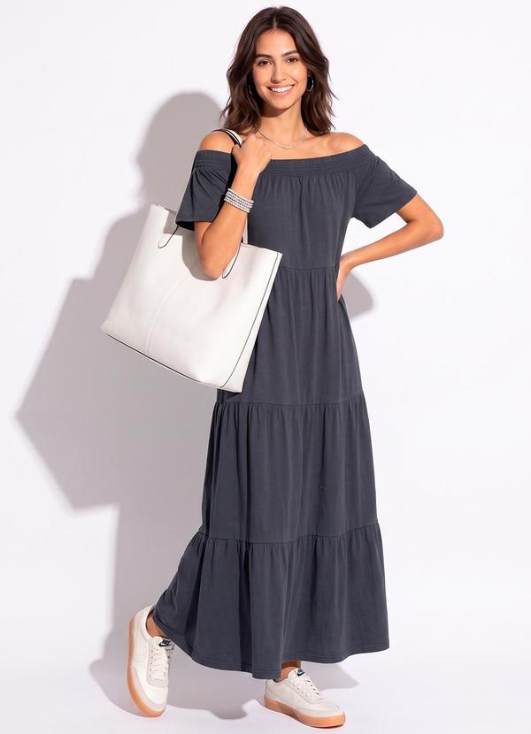 Vestido Ombro a Ombro Alongado Preto