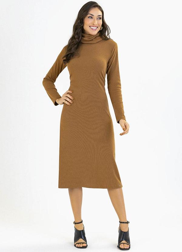 Vista 2 Vestido Adulto em Malha Canelada Bege Soft Bonni Soft Bonni