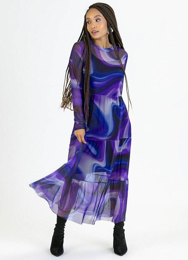 Vista 2 Vestido Adulto em Tule e Viscolycra Azul Soft Bonni Soft Bonni