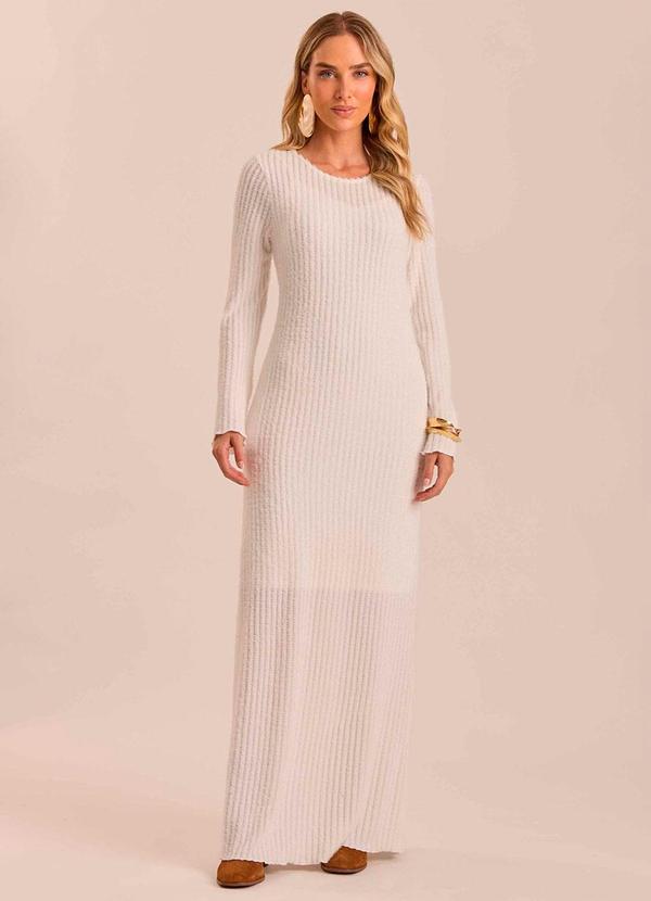 Vestido Longo Ethnic Blur em Tricota Branco