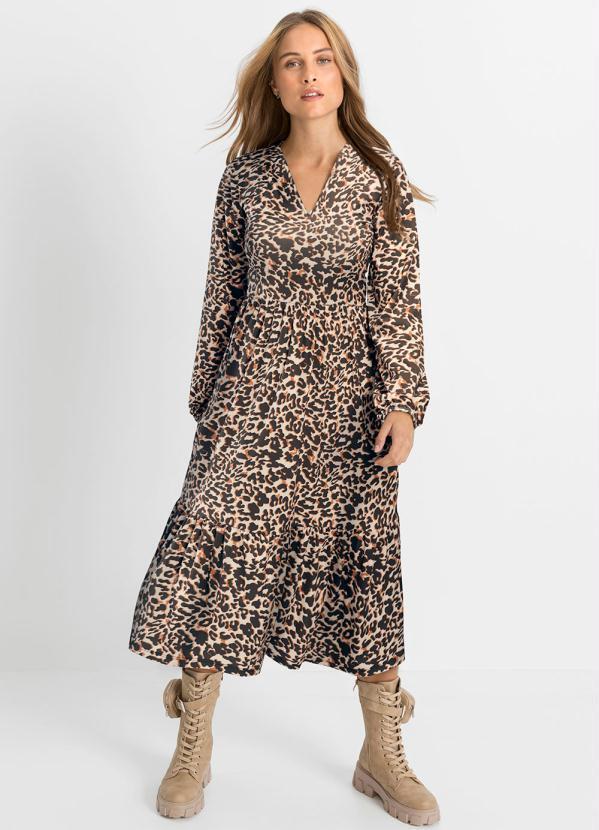 Vestido Longuete Onça Marrom