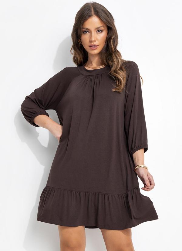 Vestido Marrom em Malha de Viscose