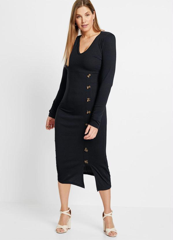 Vestido Preto em Canelado
