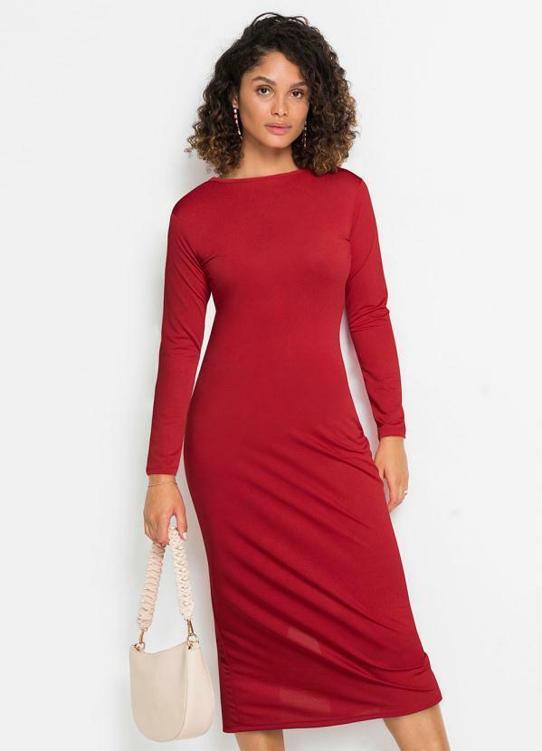 Vestido Tubinho Longuete Vermelho
