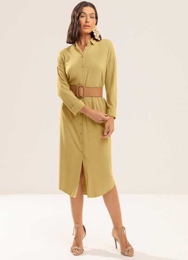 Chemise em Viscose com Elastano Amarelo Mostarda