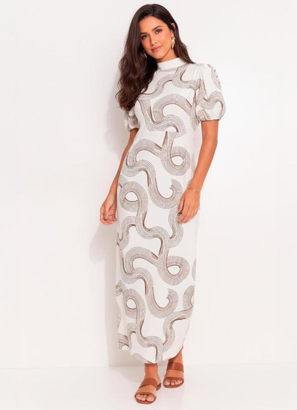 Vestido Abstrato Bicolor em Canelado