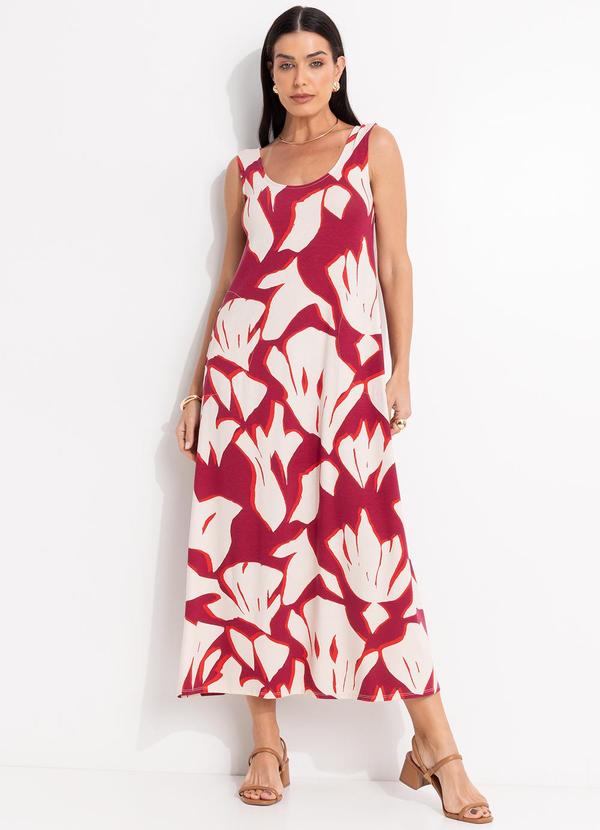 Vestido Abstrato Bicolor em Malha de Viscose