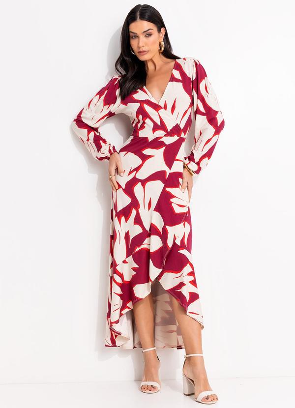 Vestido Abstrato Bicolor em Malha de Viscose