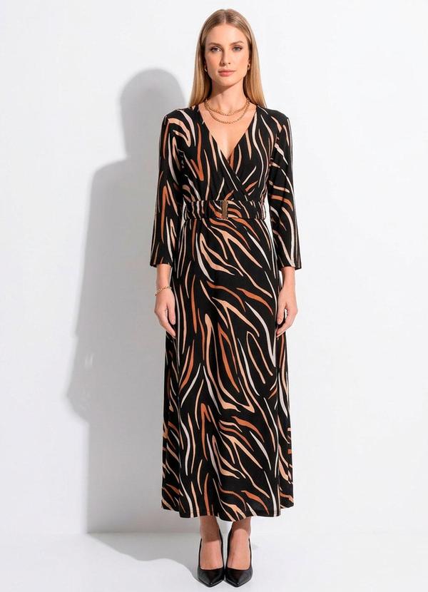 Vista 2 Vestido Acqua Terroso em Malha de Viscose Quintess Quintess