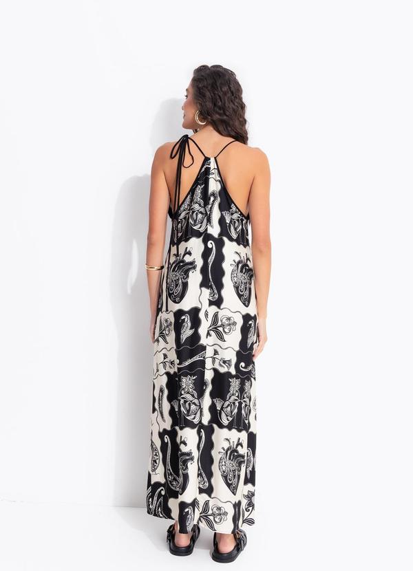 Vestido Alcinhas Patch Tropical Bege