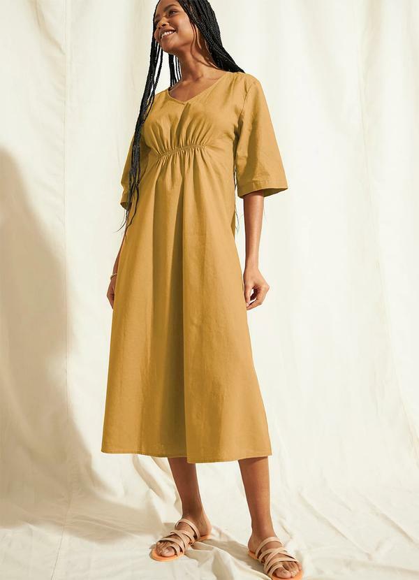 Vista 2 Vestido Amarelo Escuro em Linho bonprix bonprix
