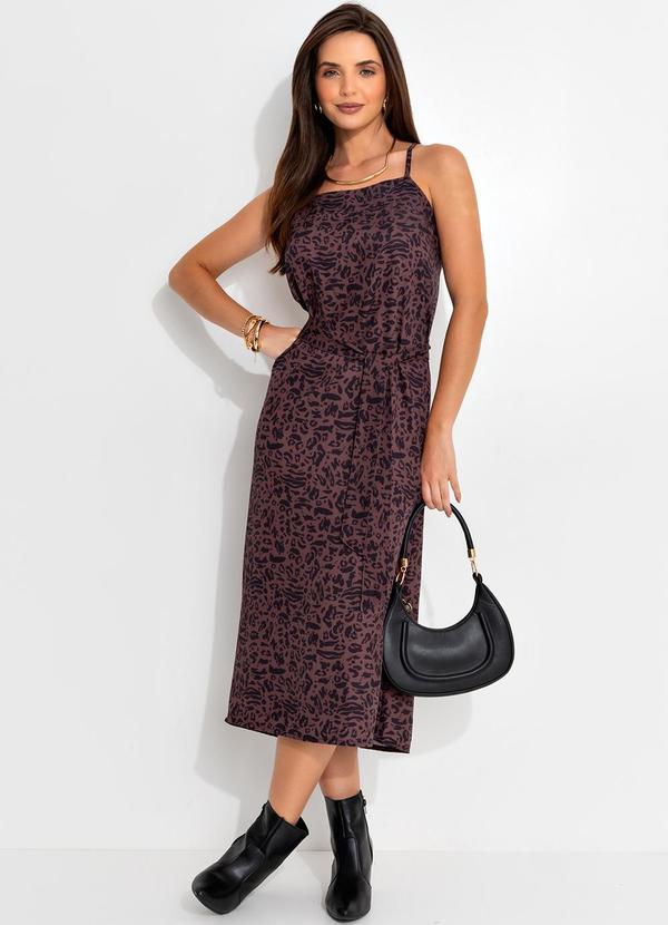 Vestido Animal Print em Alfaiataria Sarjada