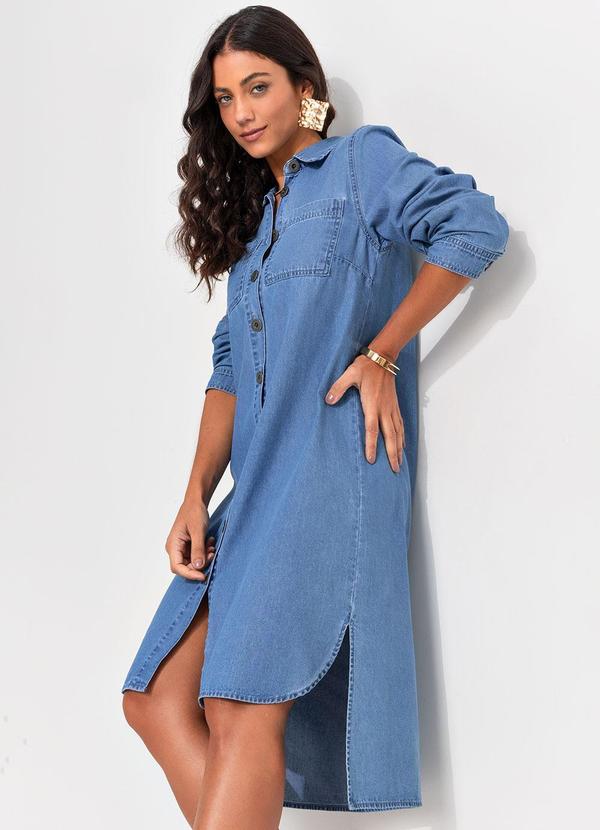Vestido Azul Claro em Jeans Leve