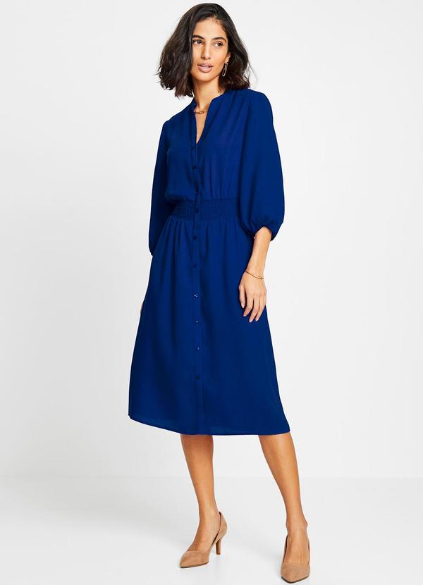 Vestido Azul em Viscose Plana