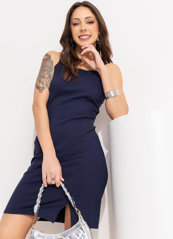 Vestido Azul Escuro em Cotton