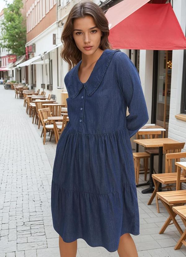 Vestido Azul Escuro em Jeans Leve