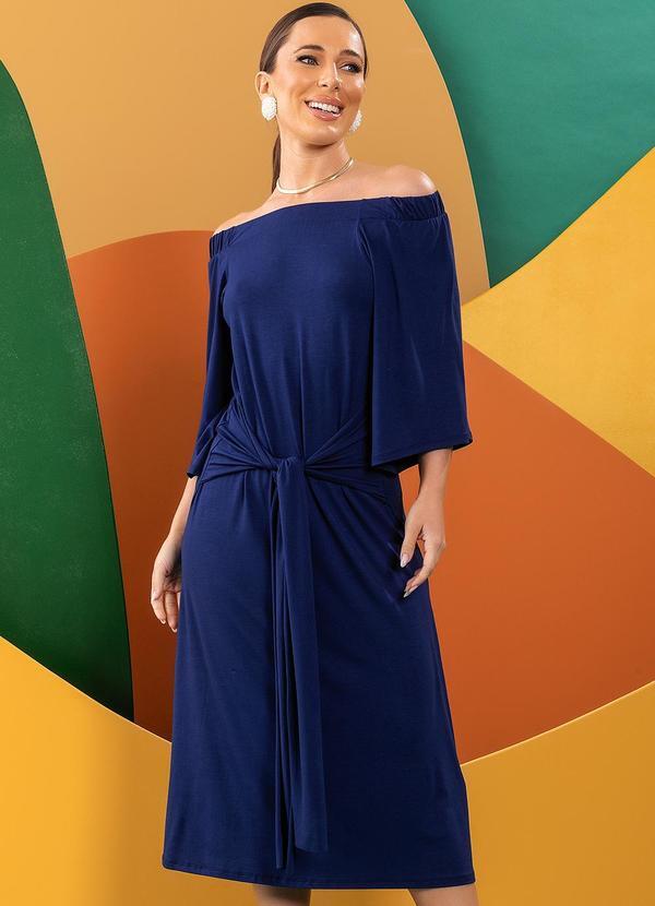 Vestido Azul Marinho em Malha de Viscose