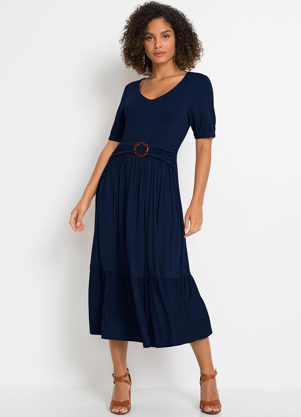 Vestido Azul Marinho em Malha de Viscose
