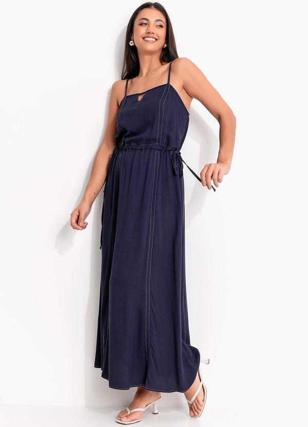 Vestido Azul Marinho em Viscose Plano