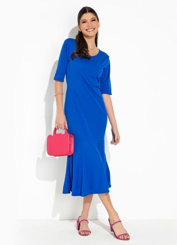 Vista 2 Vestido Azul Royal com Babado Rosalie Rosalie