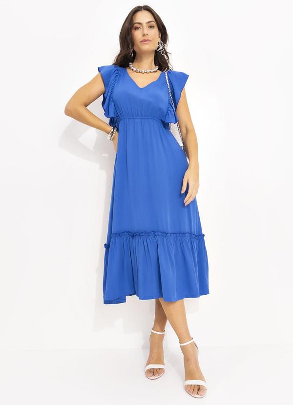 Vestido Azul Royal em Viscose Plana