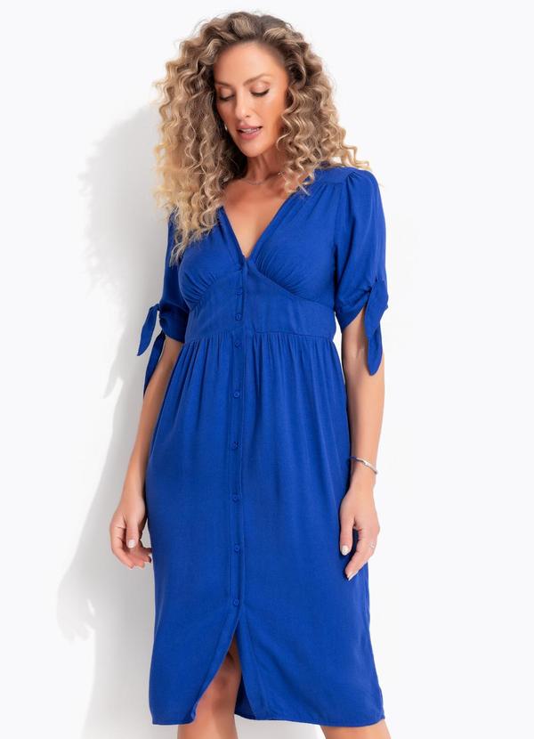 Vestido Azul Royal em Viscose Sarjada