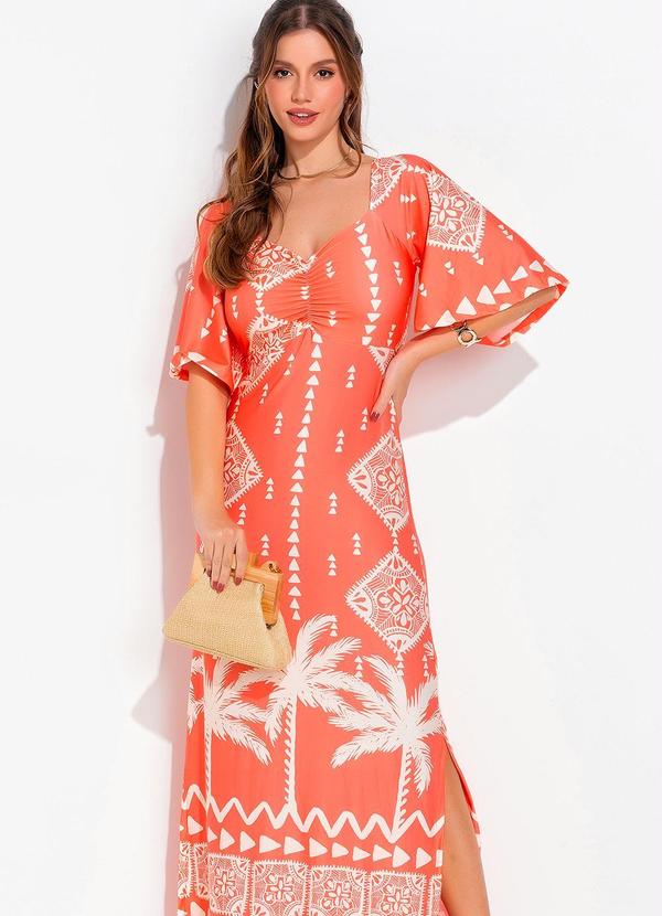 Vestido Barrado Coral em Malha Fria