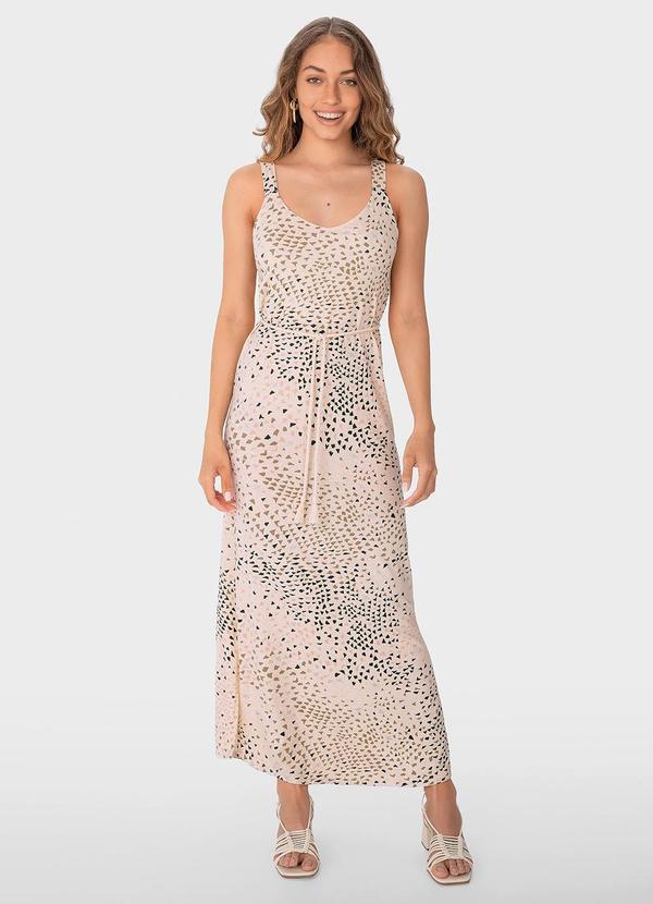 Vista 2 Vestido Bege Midi Animal Print Malwee Malwee
