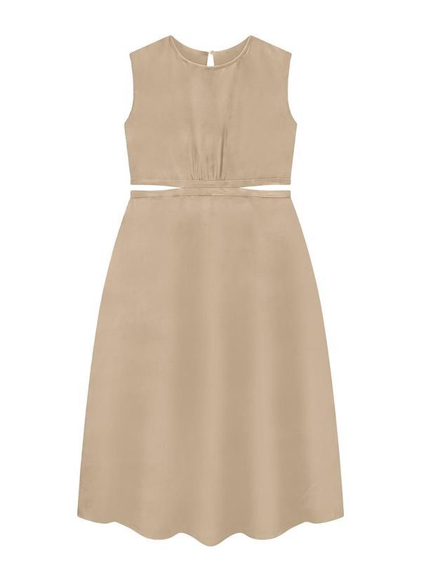 Vestido Bege Mídi Cut Out