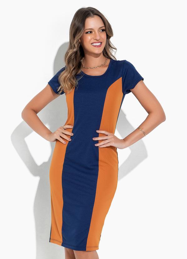 Vestido Bicolor com Recortes