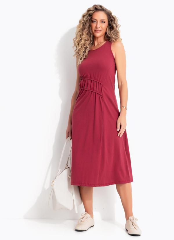 Vestido Bordô em Malha de Algodão