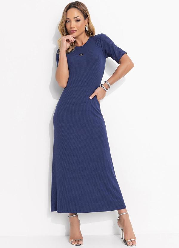 Vestido Canelado Azul