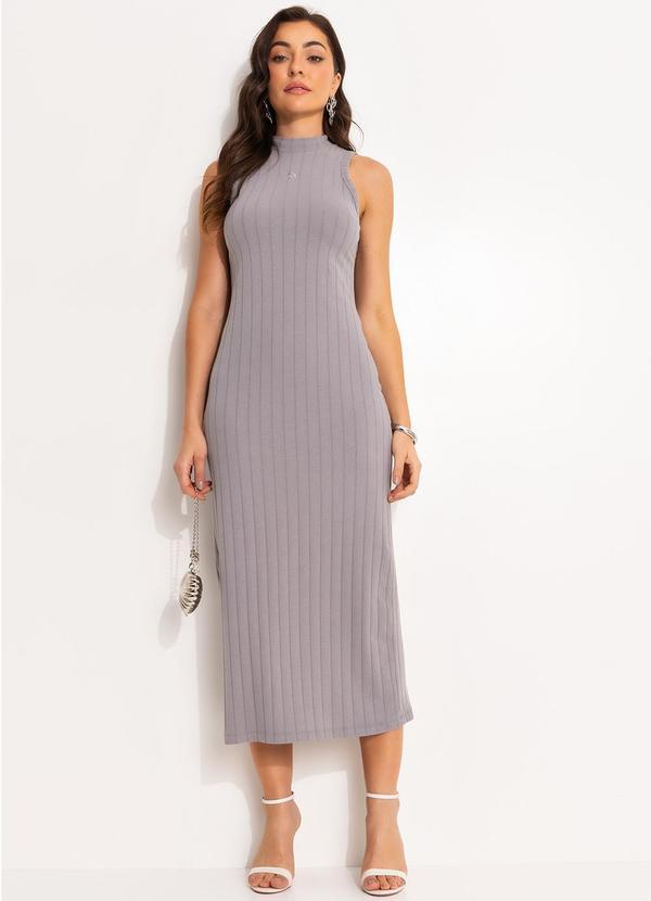 Vestido Canelado Cinza