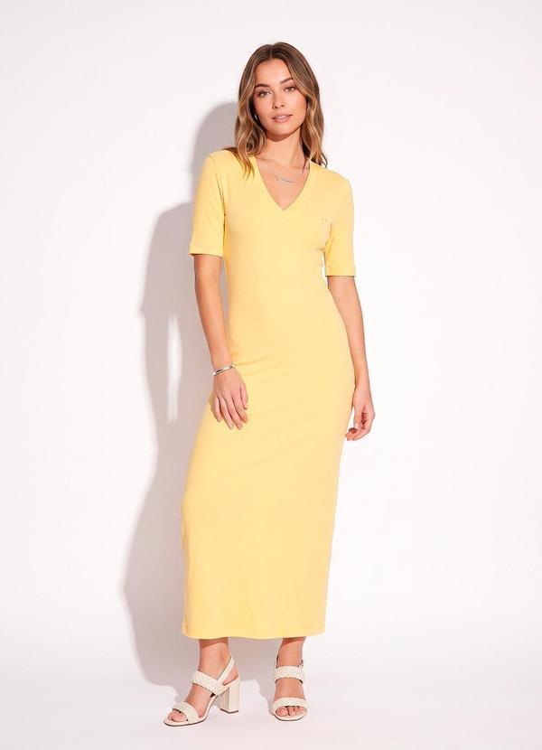 Vestido Canelado Cj Amarelo