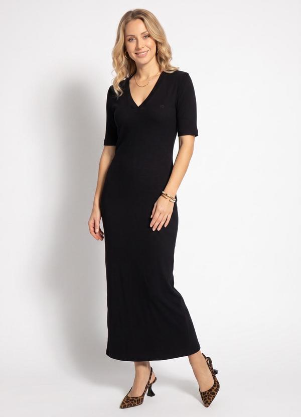 Vestido Canelado Cj Preto