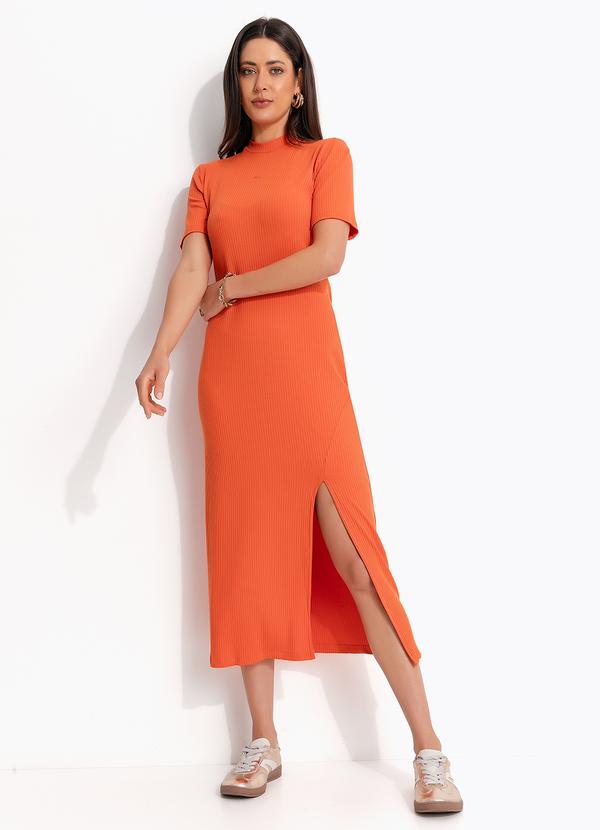 Vestido Canelado Laranja