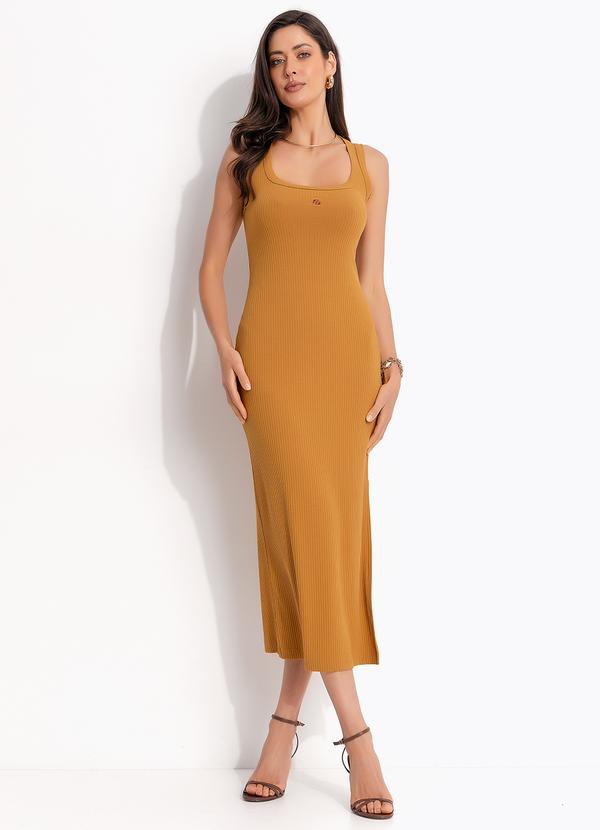 Vestido Canelado Marrom