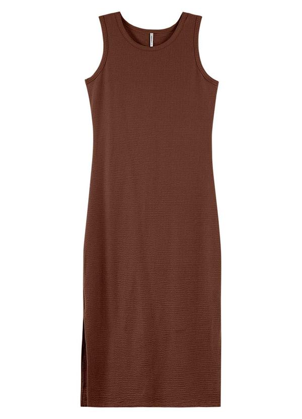 Vestido Canelado Midi Adulto Feminino Marrom