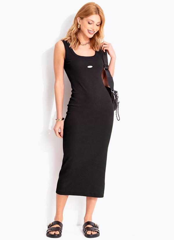 Vestido Canelado Preto