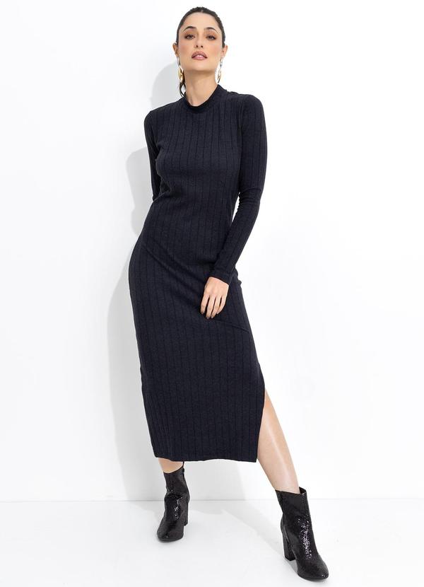 Vestido Canelado Preto