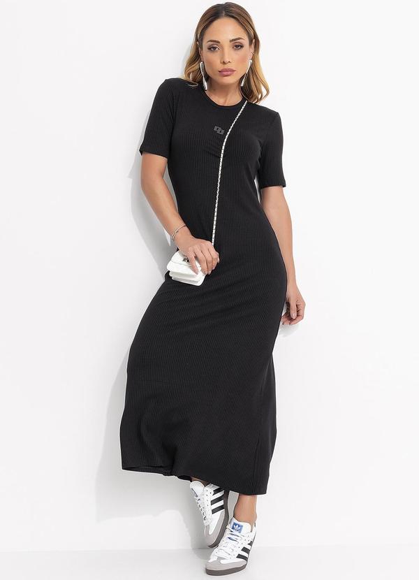 Vestido Canelado Preto
