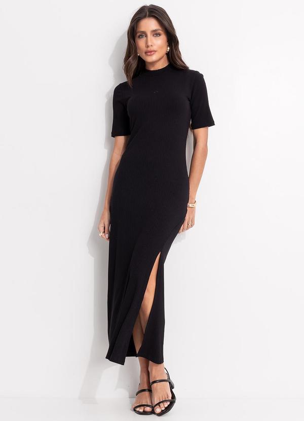 Vestido Canelado Preto